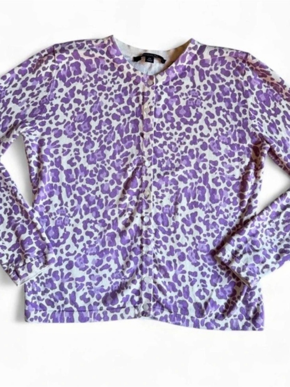 Chadwicks Purple Animal Print Cardigan Size Petite Small